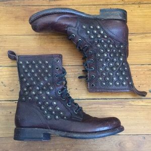 Frye Jenna Disc Lace-up Studded Boots